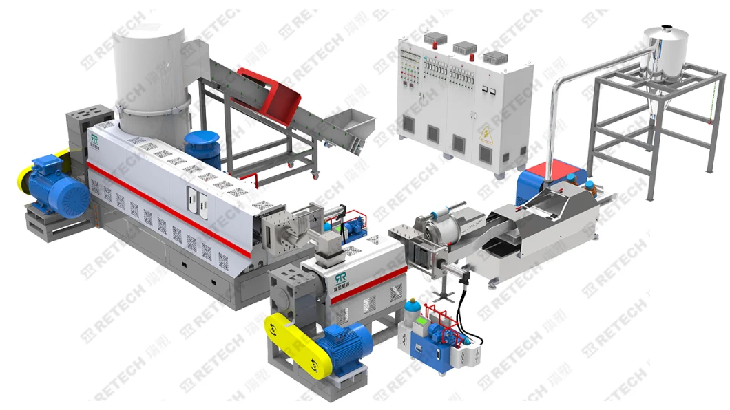 2023 New Design Automatic Waste Plastic PE PP BOPP LDPE LLDPE HDPE PS EPS XPS EVA Film Pelletizing Recycling Granulating Machine Line