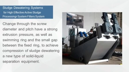 Sistema de desidratação de lodo de prensa helicoidal para tratamento de águas residuais de abate